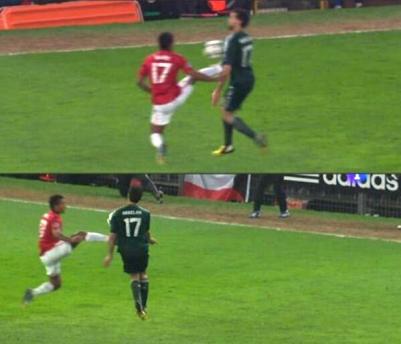 Nani Red Card Tackle on Madrid's Alvaro Arbeloa