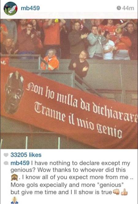 Mario Balotelli Instagram Liverpool