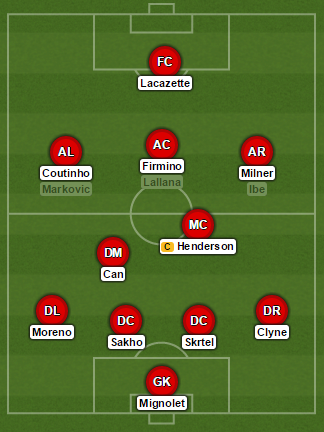 Lacazette Liverpool XI