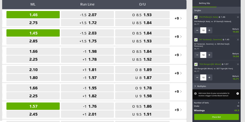 baseball parlay