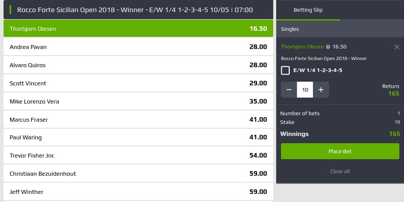 golf outright bet