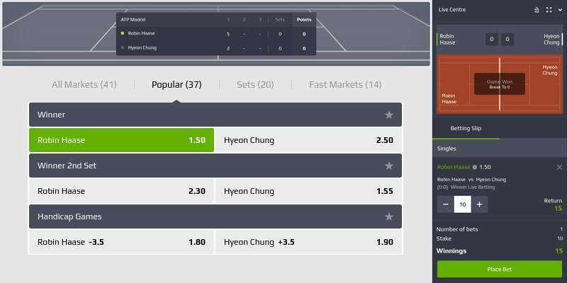 tennis inplay bet